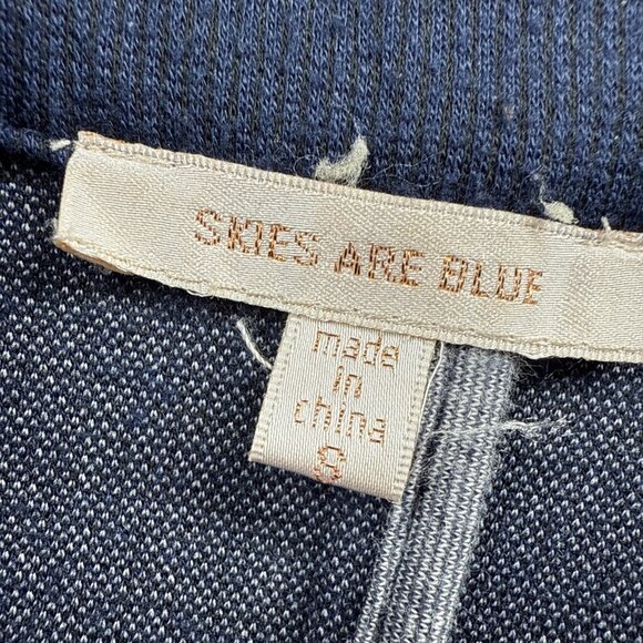 Skies Are Blue Asa Women's Blazer Sz S Blue Textured Knit Cuffed 3/4 Open Front - Picture 3 of 10